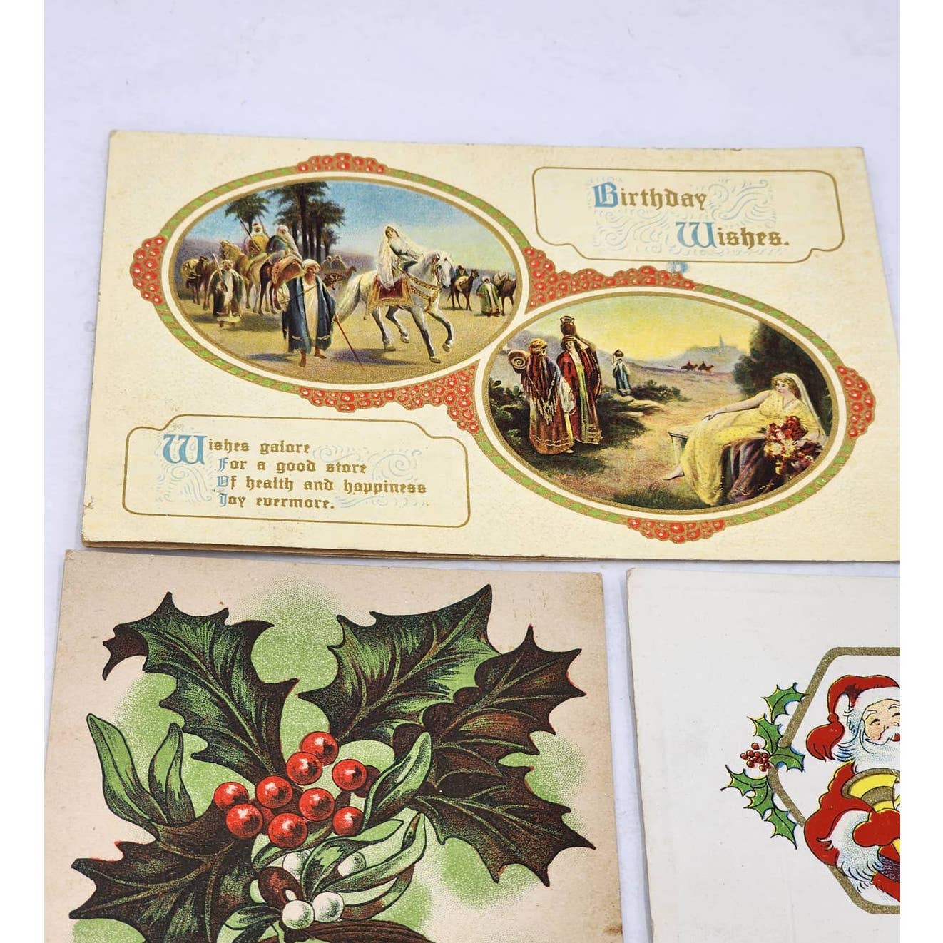 Postcard Lot c1919 Christmas Wishes Santa Claus