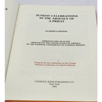 Sunday Celebrations In The Absence Of A Priest Leadership Edition Catholic 1994