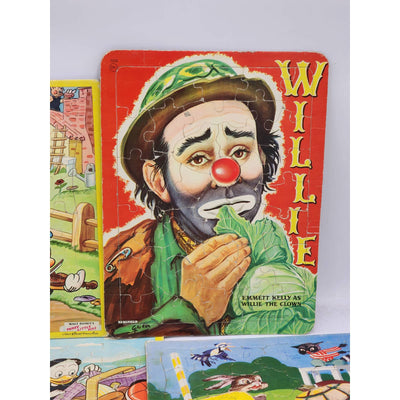 Jaymar Built Rite Puzzle Lot 7 Disney Three Little Pigs Donald Duck Emmett Kelly