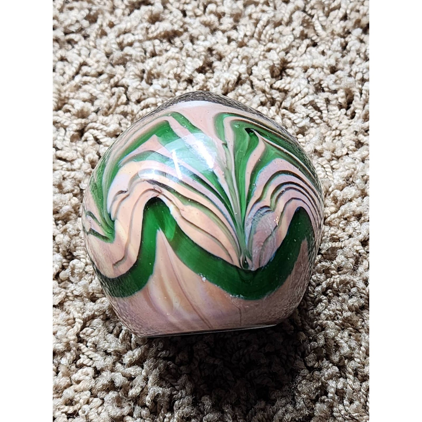 Paperweight Art Glass Emerald Green Swirl Vintage Collectible Home Office Decor