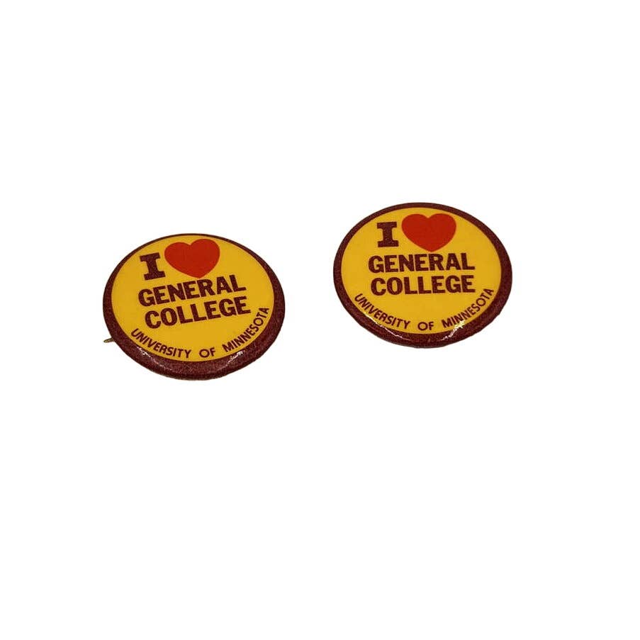 I Love General College University Of Minnesota College Pair Pin Pinback Buttons