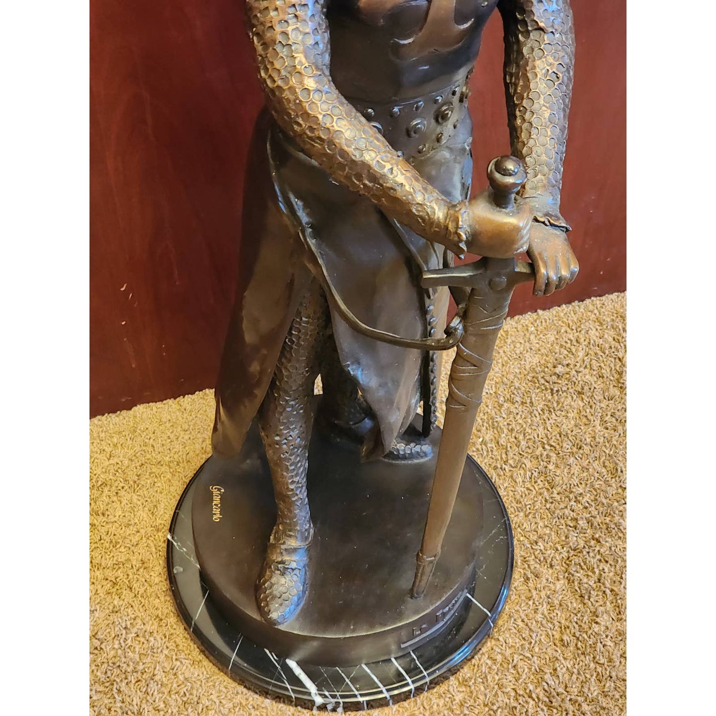 Knights Templar Crusader Bronze Sculpture Signed Giancarlo Le Preur Medieval 34"