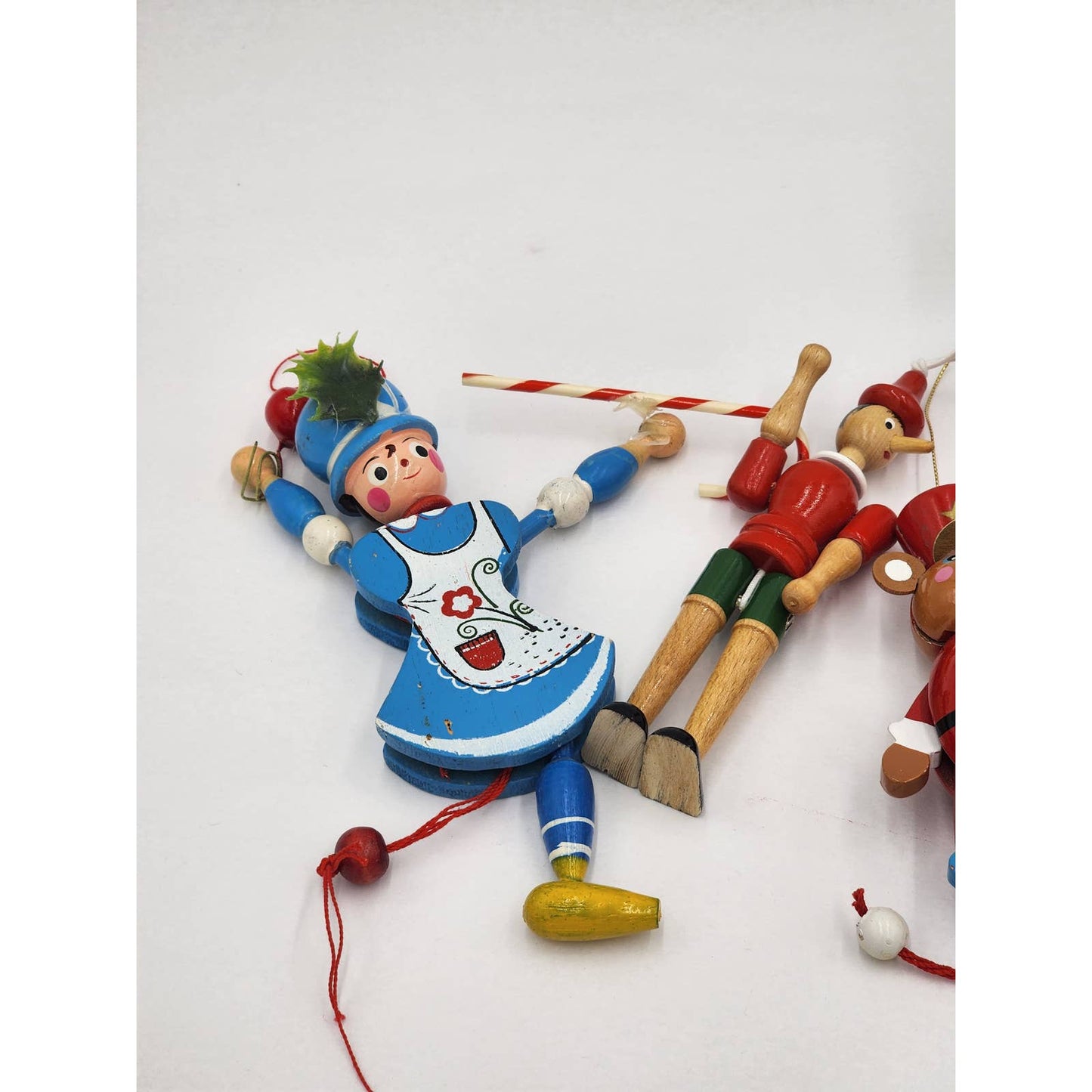 Christmas Tree Ornaments Lot Pinocchio Nutcracker 9 pieces Vintage 1988