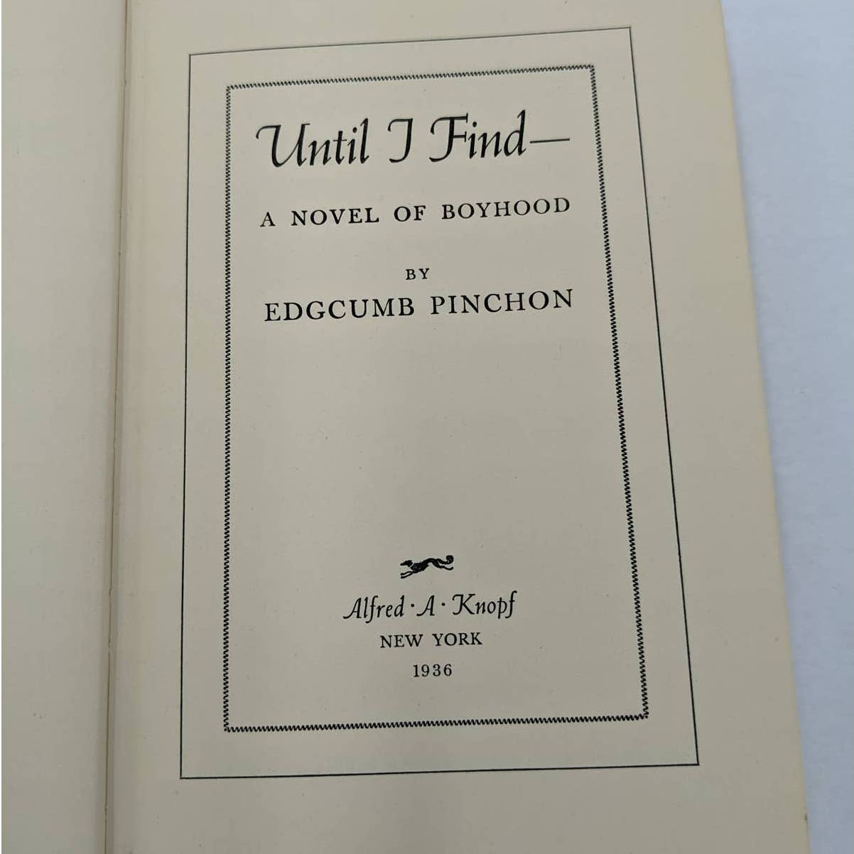 Until I Find A Novel Of Boyhood By Edgcumb Pinchon First Edition Vintage 1936