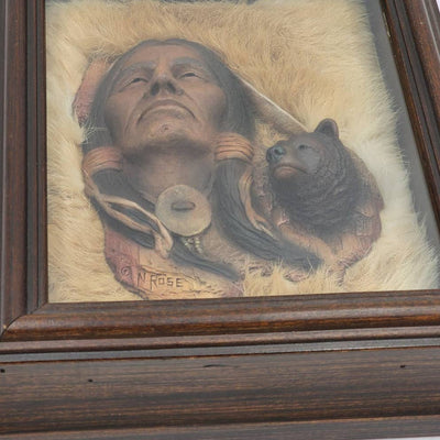 Shadow Box Neil Rose Wall Art Decor Buffalo Indian Picture Wooden Display Case