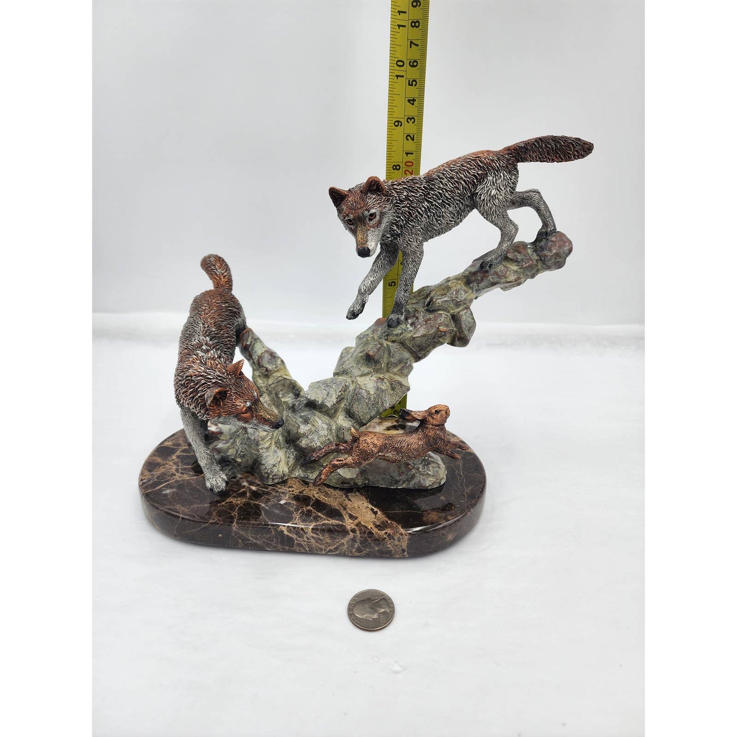 Kitty Cantrell Legends Bronze Mixed Media Sculpture Missed By Hare Wolf Wildlife