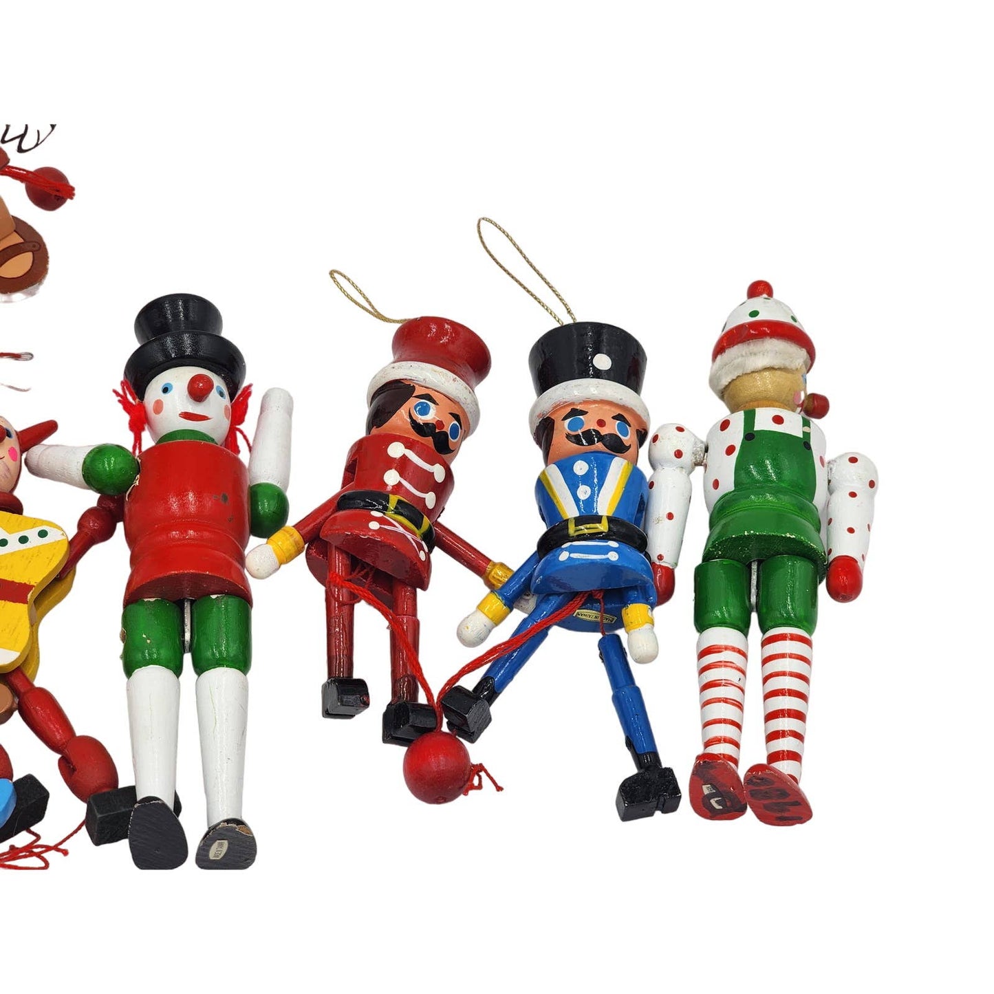 Christmas Tree Ornaments Lot Pinocchio Nutcracker 9 pieces Vintage 1988