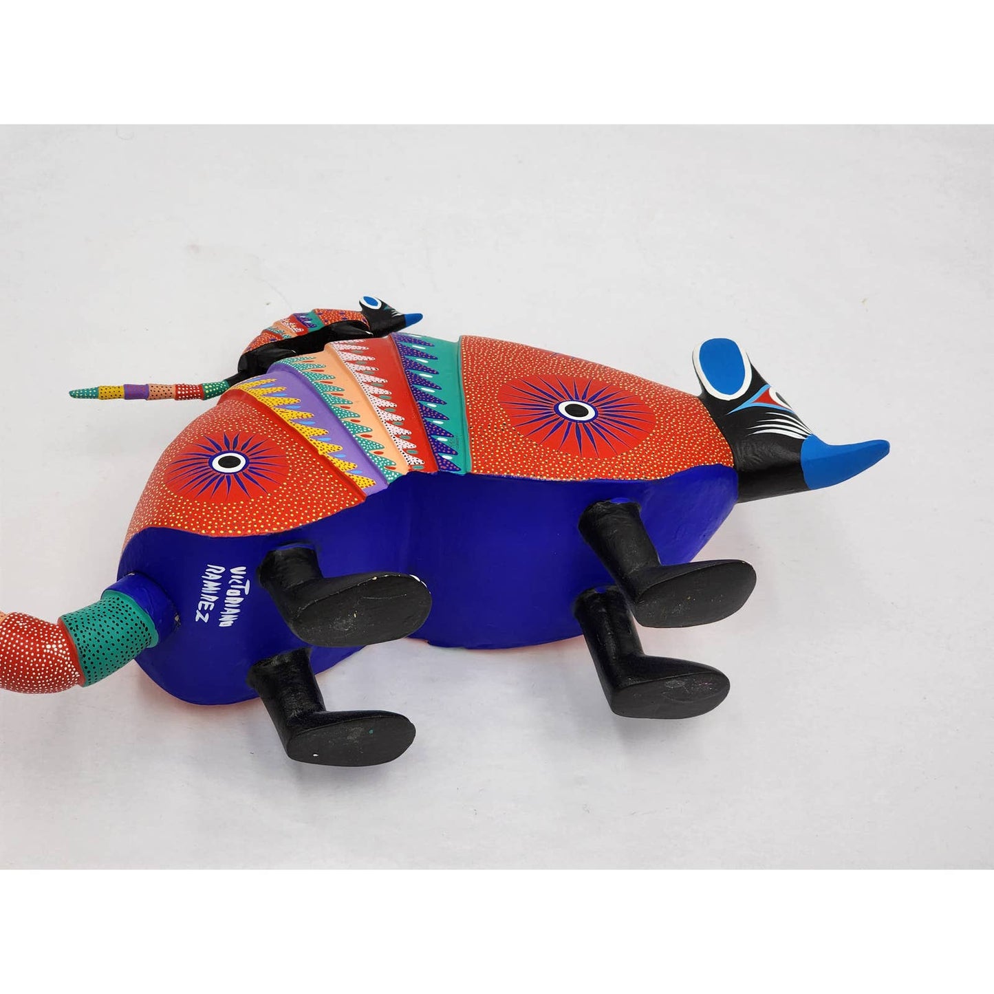 Alebrijes Oaxaca Signed Victoriano Ramirez Mother Baby Armadillo Art Sculpture