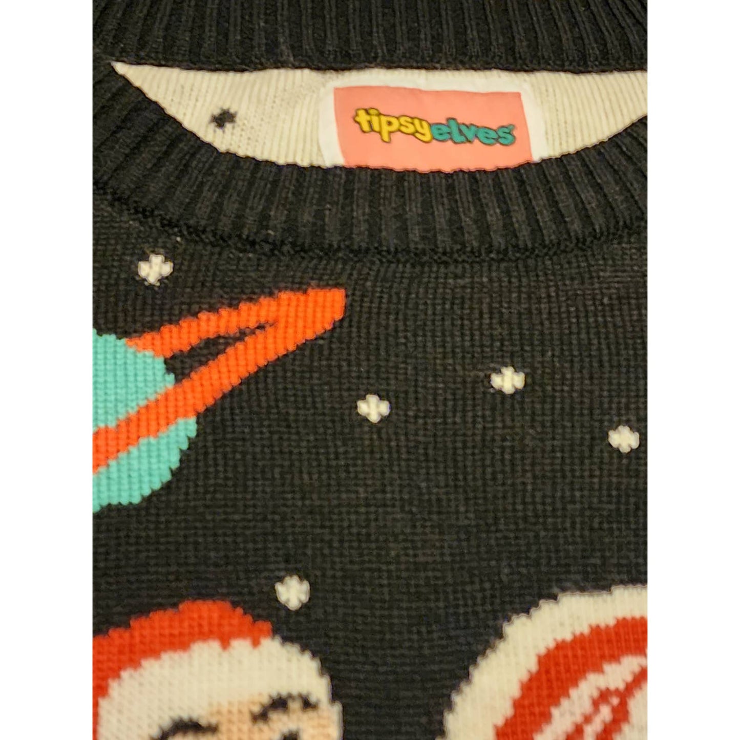 Tipsy Elves Ugly Christmas Sweater Large Santa Riding Unicorn Space Funny Humor