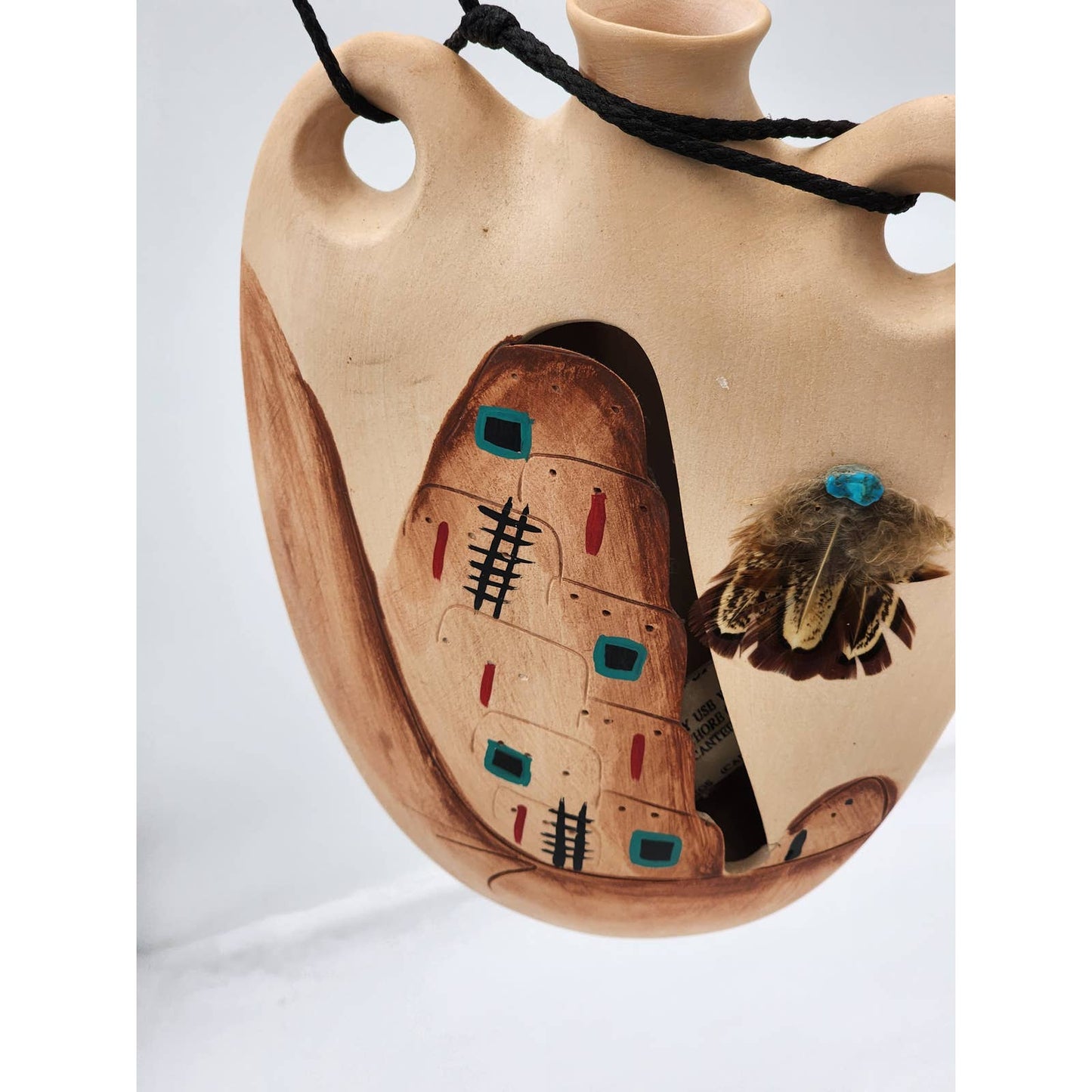 Pueblo Legend Canteen Southern Style Pottery Water Jug Handpaint Pueblo Indians