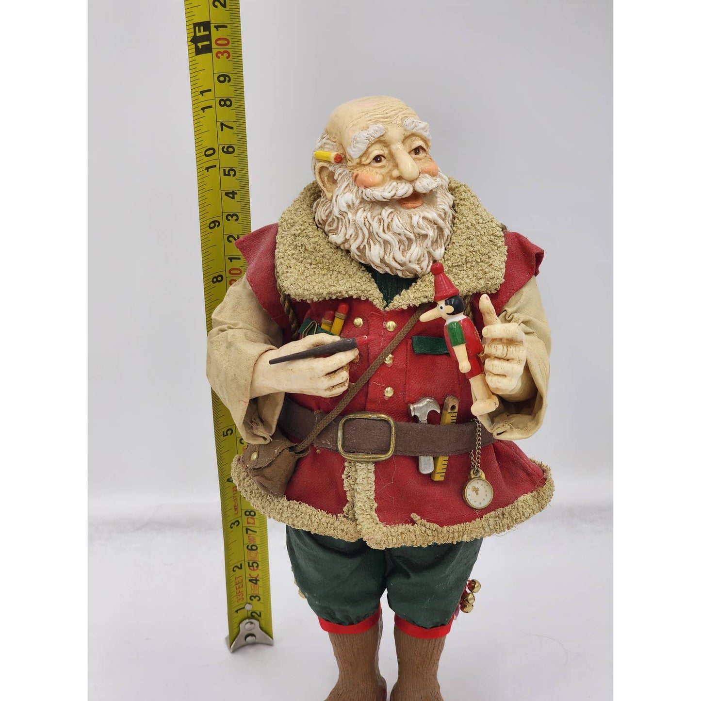 Midwest Importers Of Cannon Falls Santa Toymaker Holding Pinocchio Christmas 10"