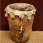 African Hand Drum Stone Carvings Lizard Birds Turtle Heavy 13"