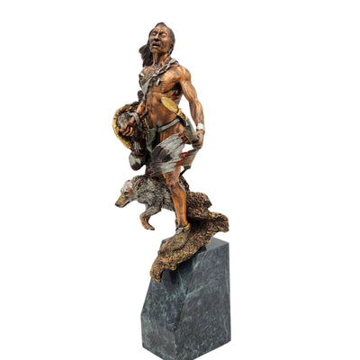 Dan Medina Legends Sculpture Mystical Hunter Quest Bronze Indian Western COA 18"