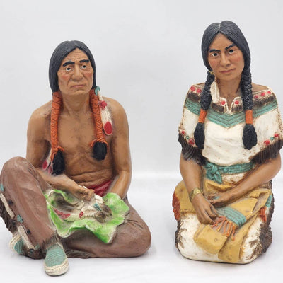 Indian Couple Figurine Pair Sculpture Vintage 1985 Universal Statuary 423 424