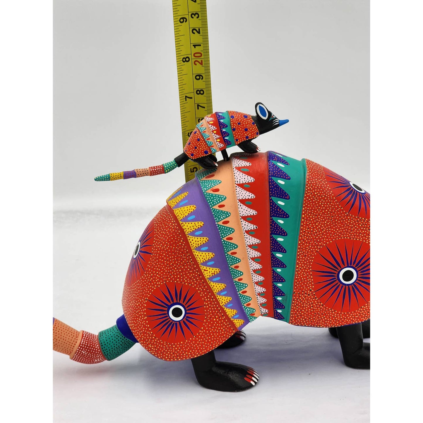 Alebrijes Oaxaca Signed Victoriano Ramirez Mother Baby Armadillo Art Sculpture