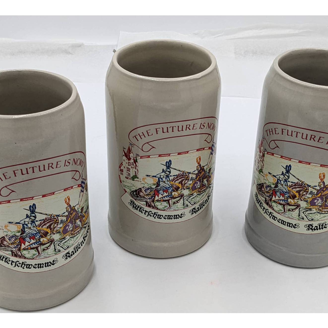 1982 Hohr Rastal Grenzhausen German Pottery Stein Set of 3, The Future Is Now