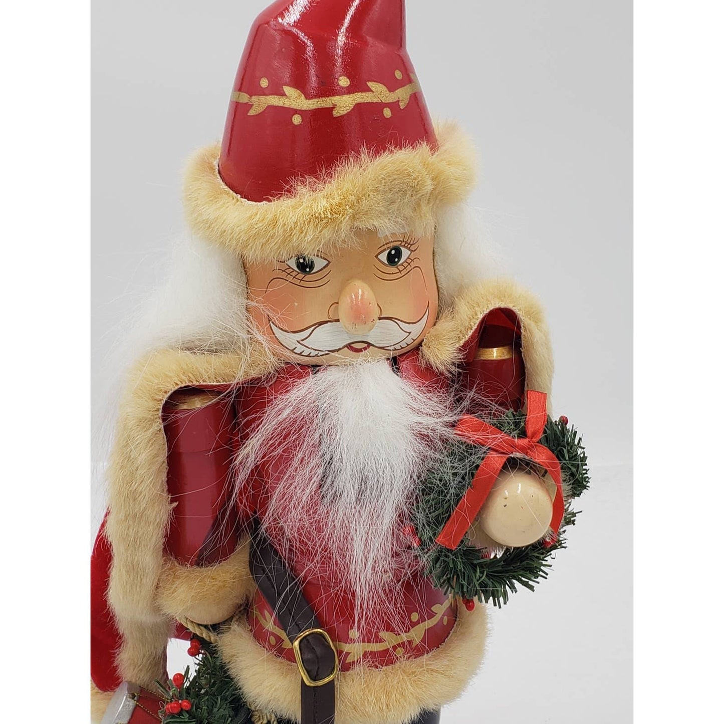 Nutcracker Santa Claus Red Cape Holding Toy Bag Size 14"