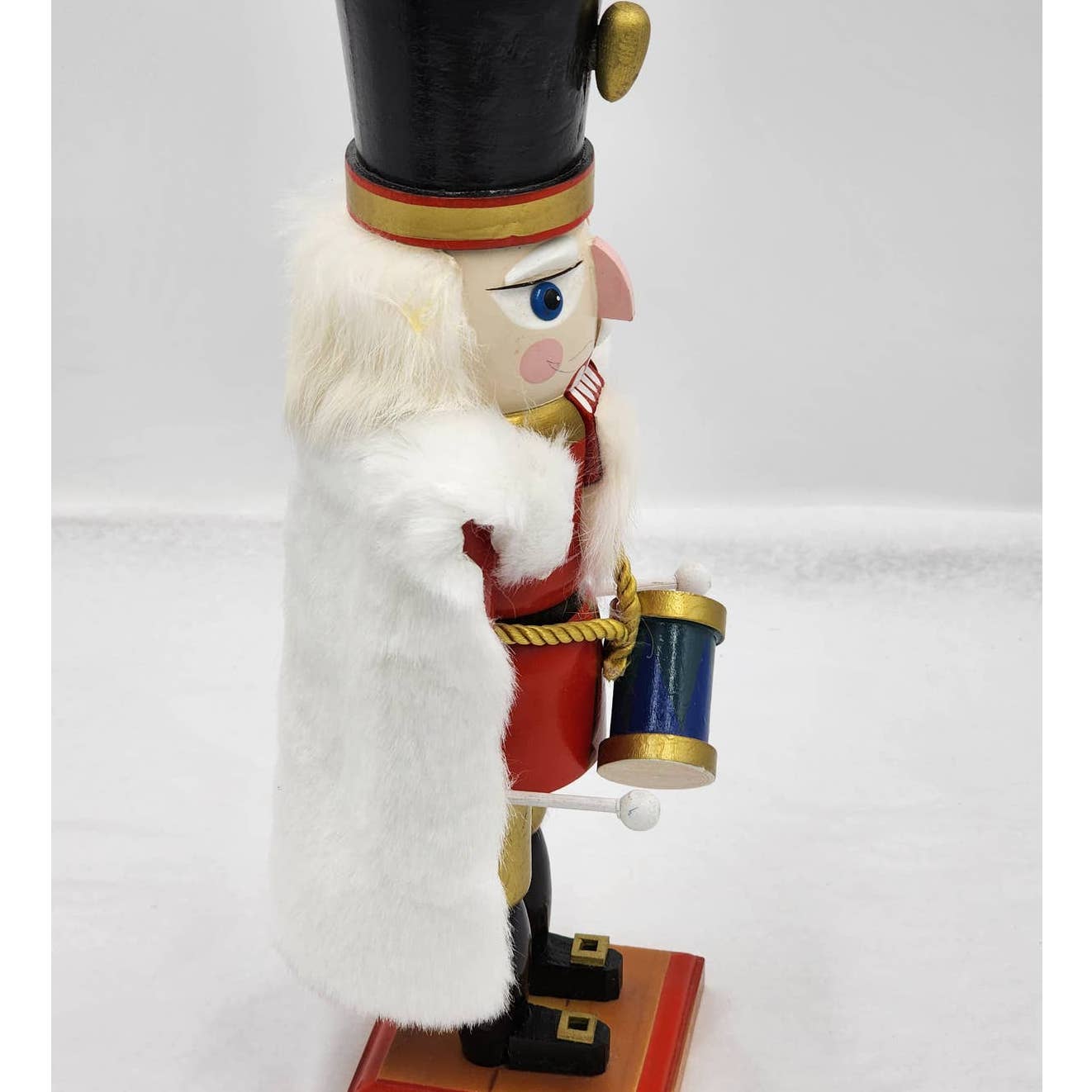 Nutcracker Christmas Drummer White Cape Vintage Wooden 13"