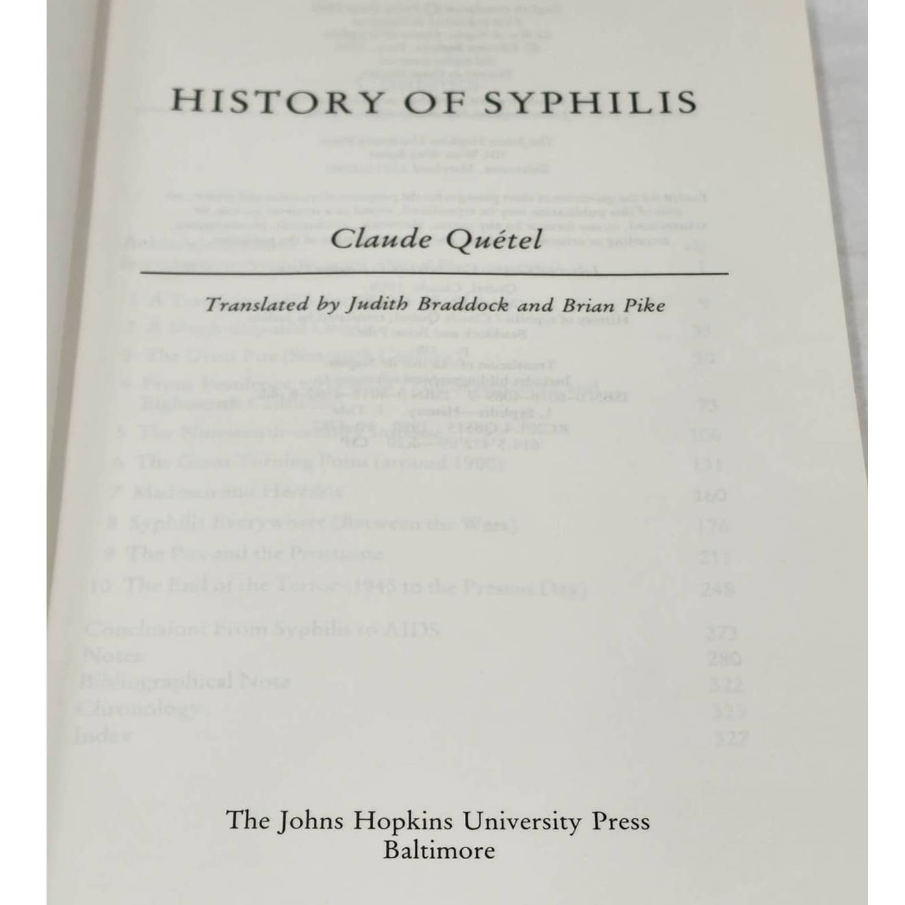 History of Syphilis By Claude Quetel From 1495-Present Vintage Paperback 1990