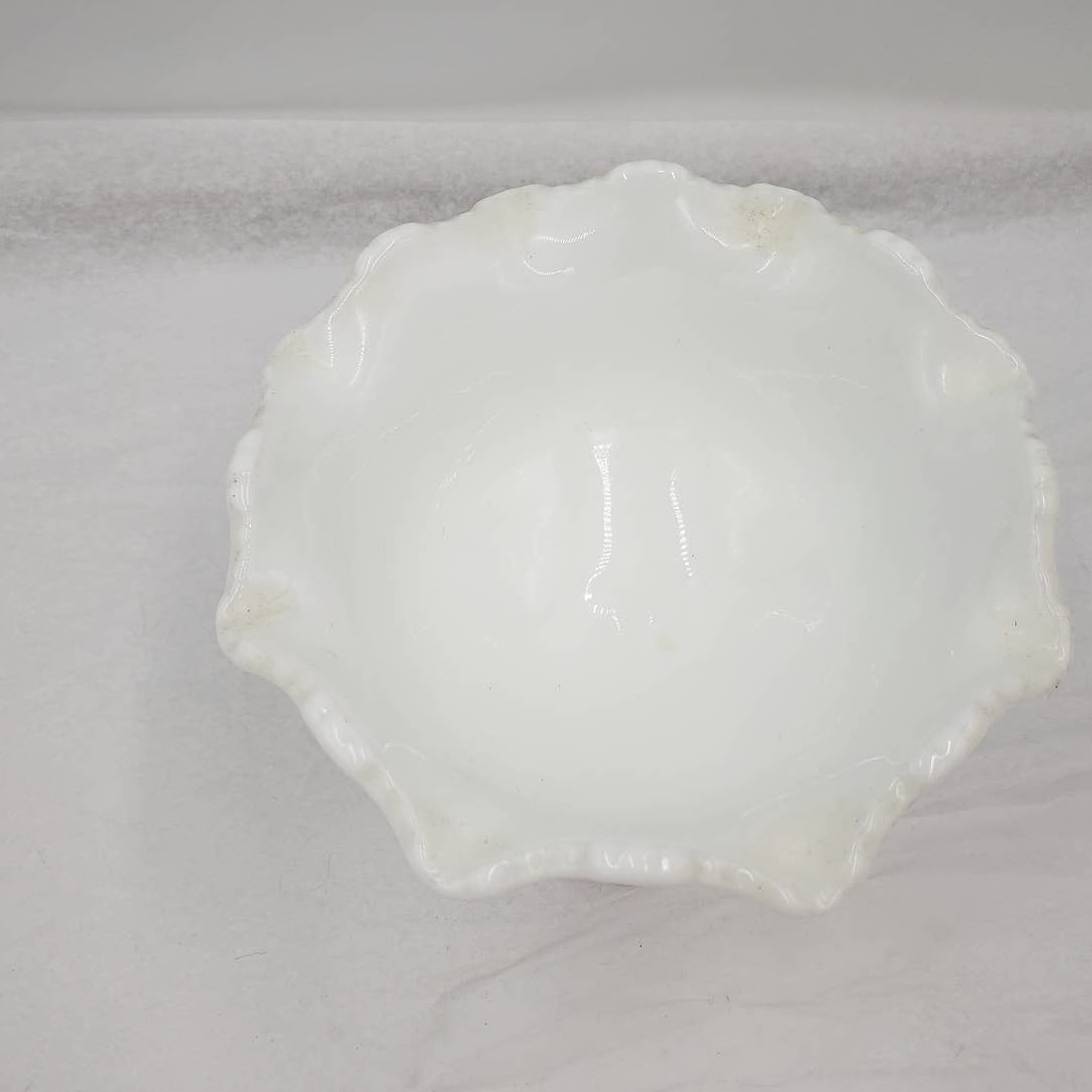 Vintage Milk Glass Pedestal Compote White Candy Dish Bowl 7" Tall