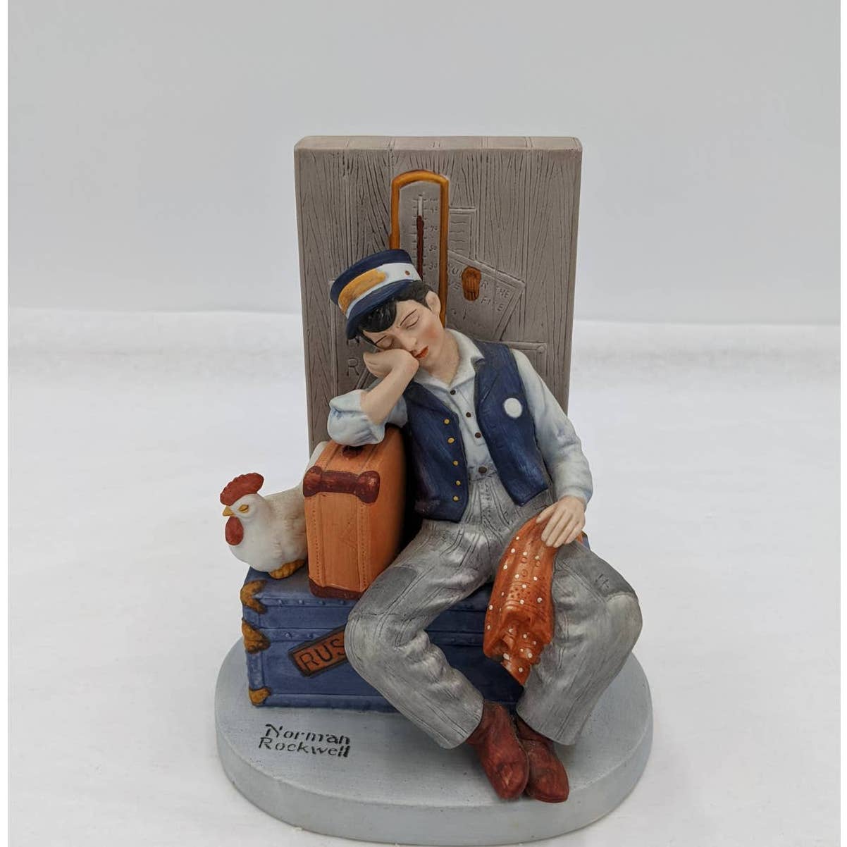 Norman Rockwell Figurine Danbury Mint Asleep on the Job Porcelain Vintage 1980