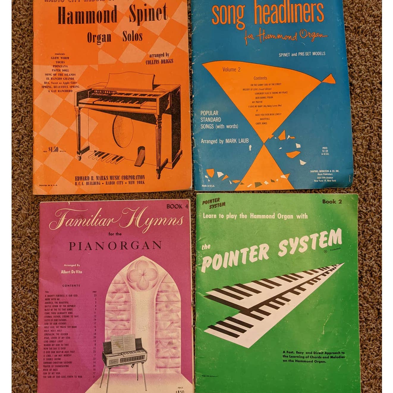 Vintage 1950s-1970s Sheet Music Country Western, Hammond Organ, Hit Parade