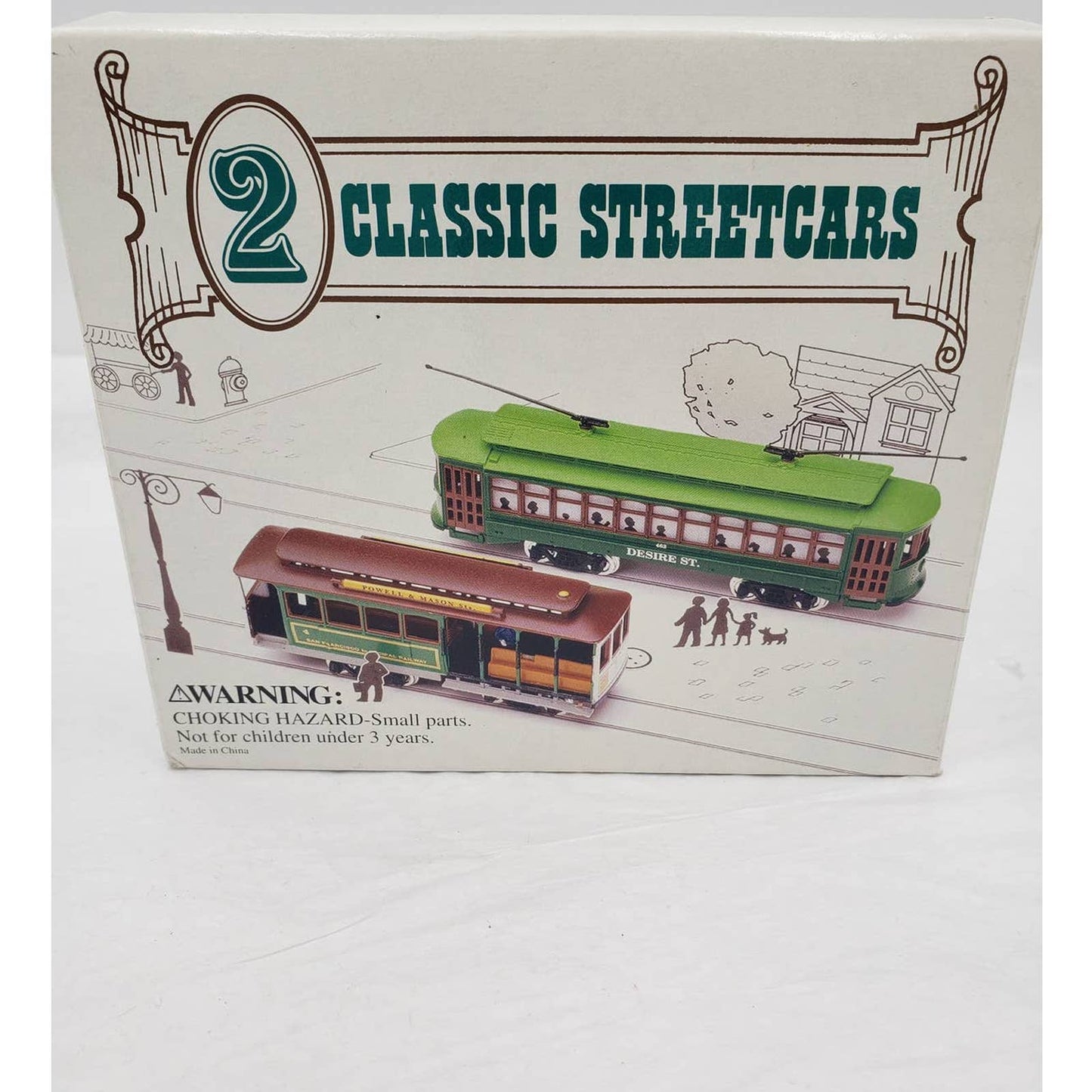 2 Classic Streetcars Trains Locomotives with Box