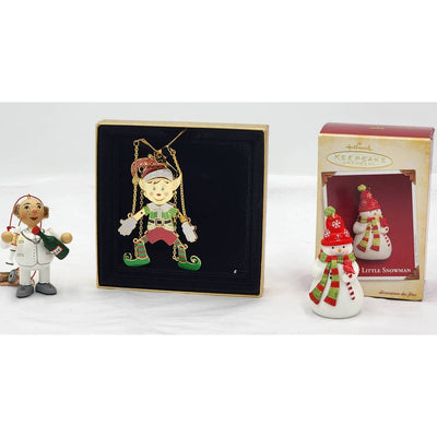 Christmas Tree Decorations Kathe Wohlfahrt German, Hallmark Snowman, Chemart Elf