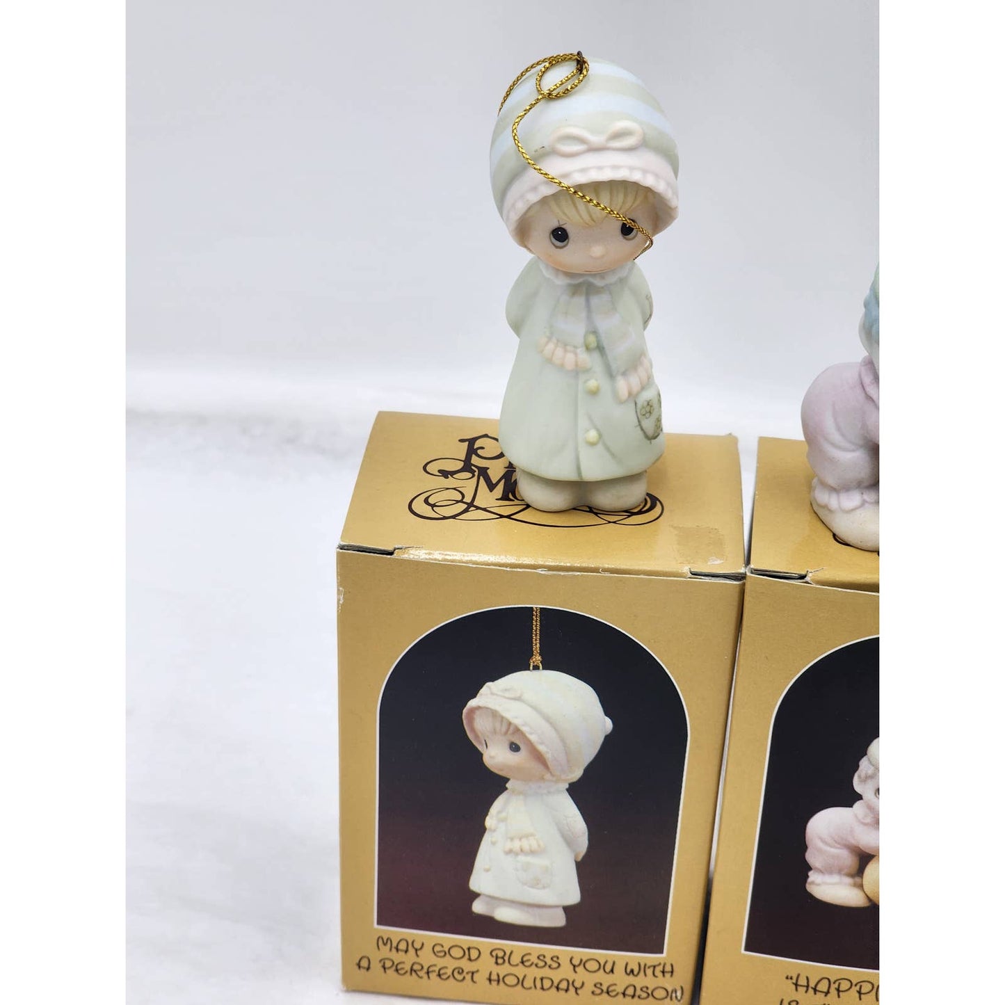 Precious Moments Ornaments Joy To World Happiness May God Bless You Vintage Box