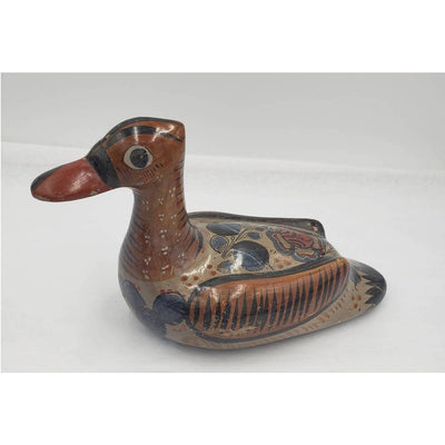 Vintage Duck Mexico Folk Art Pottery Floral Design