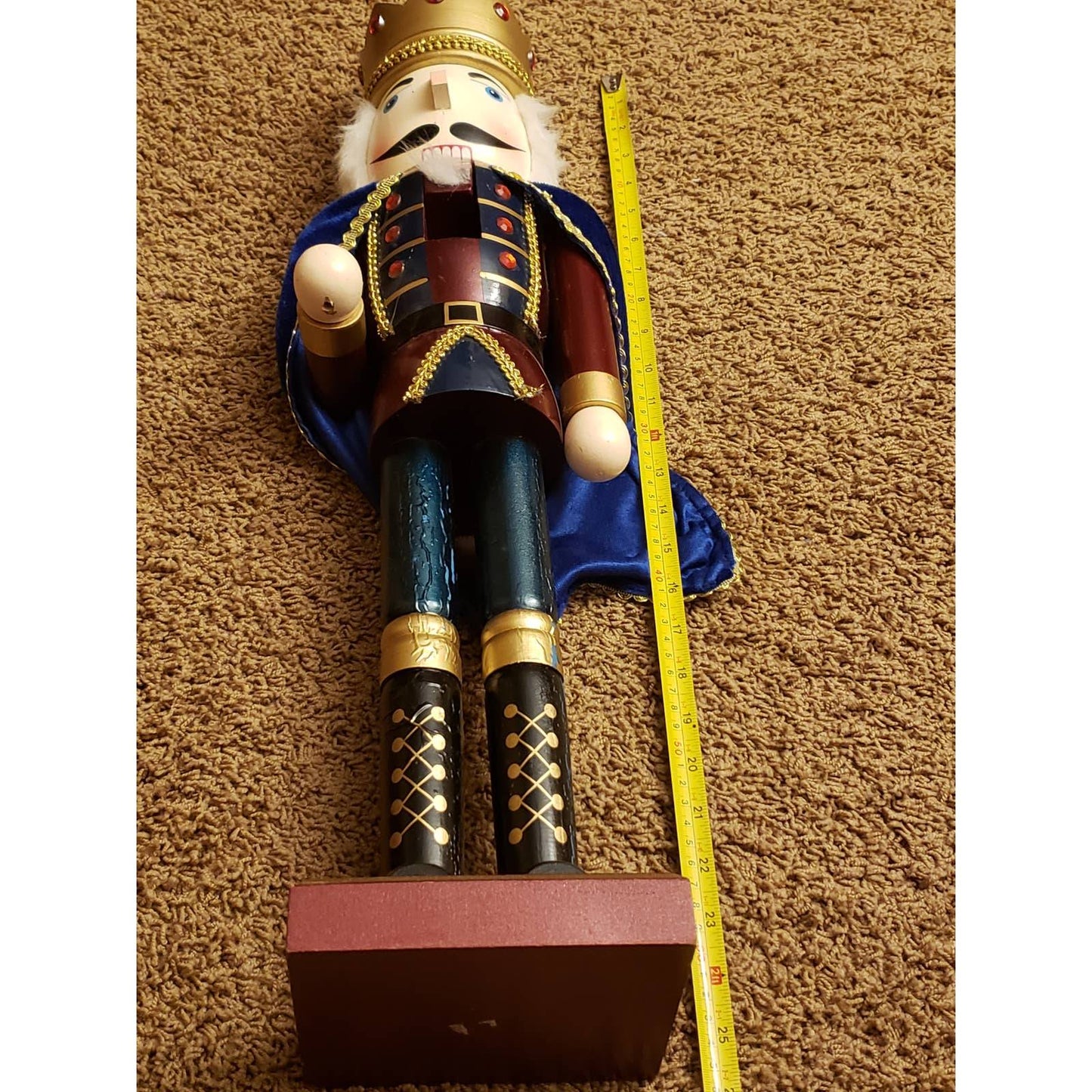 Large Nutcracker 25" Blue Cape Standing 2 Ft Tall