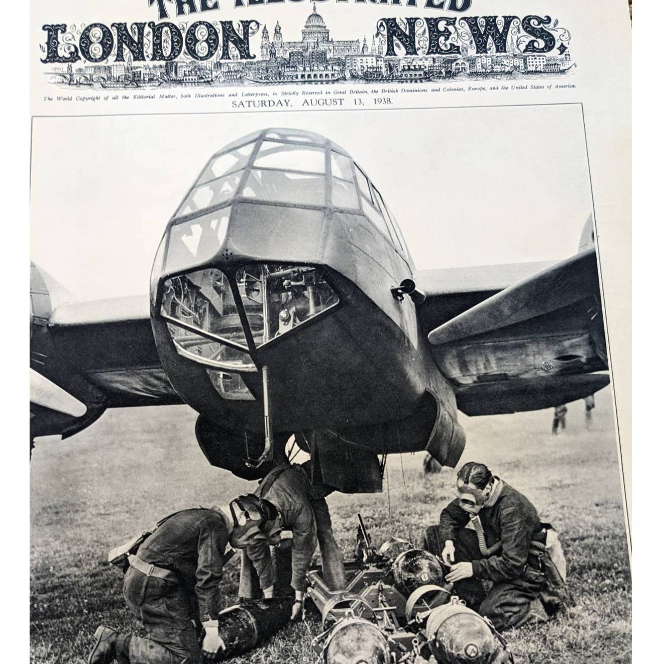 Vintage Illustrated London News Magazine Issue History 1930s Ads August 13, 1938