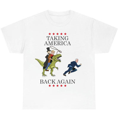 Trump Lincoln Taking America Back Again Unisex Tshirt Riding Dinosaur Run Biden