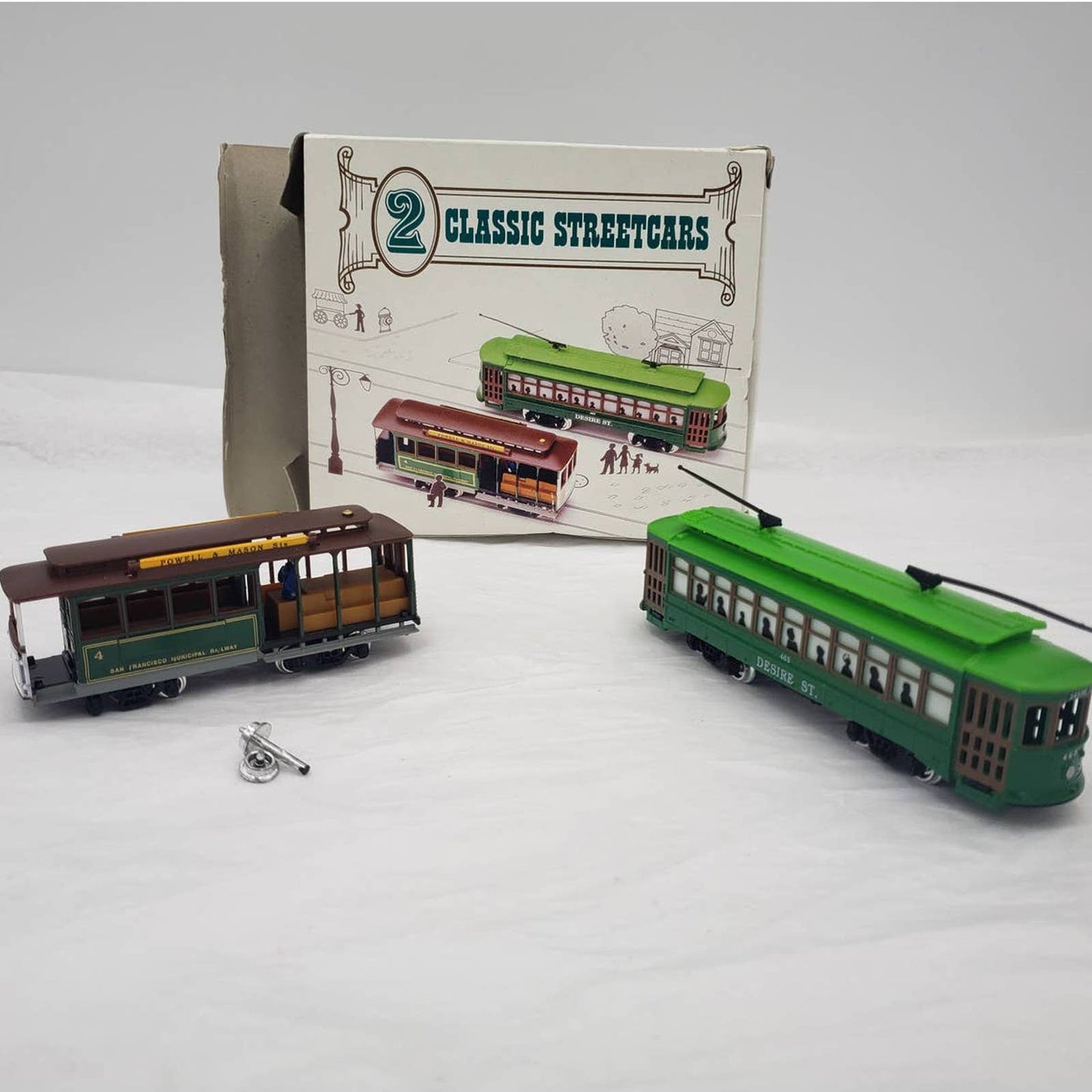 2 Classic Streetcars Trains Locomotives with Box