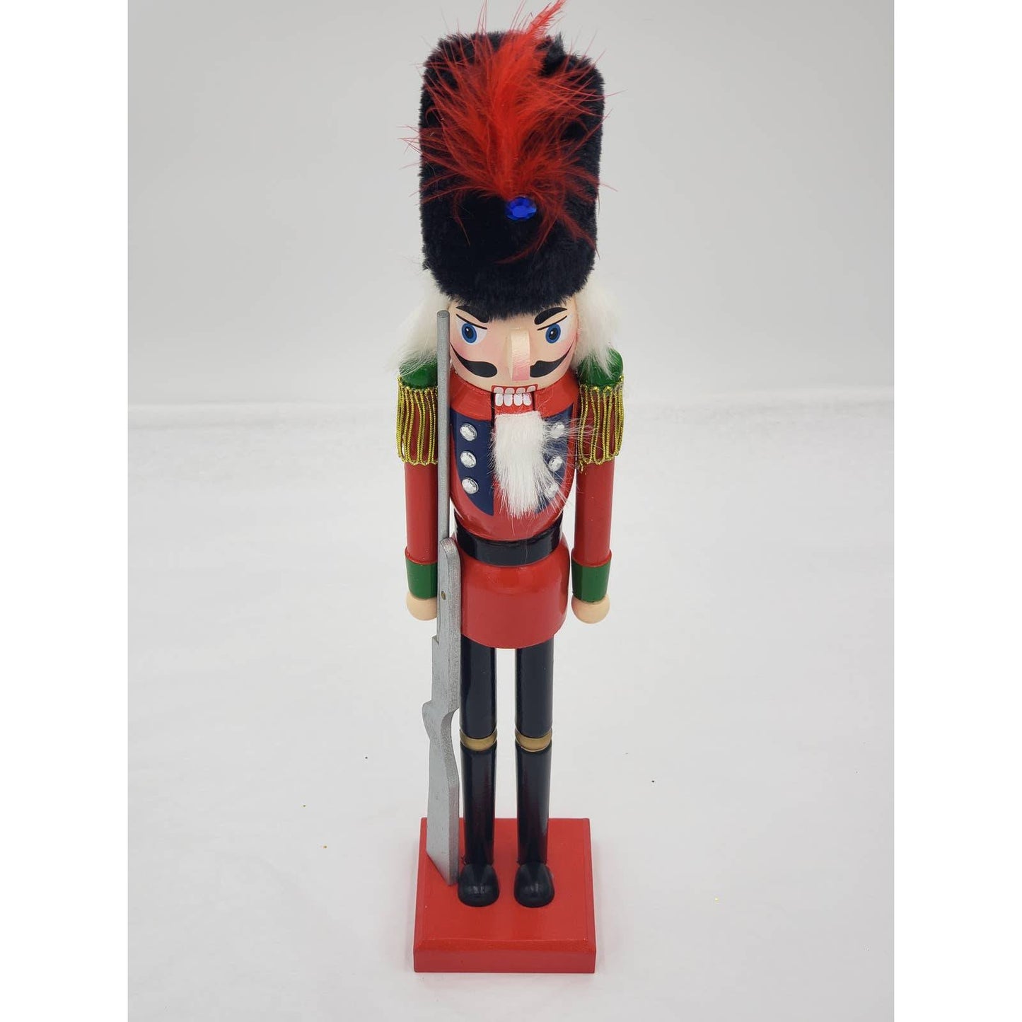 Nutcracker Thin Soldier with Rifle Jeweled Bedazzled 15"