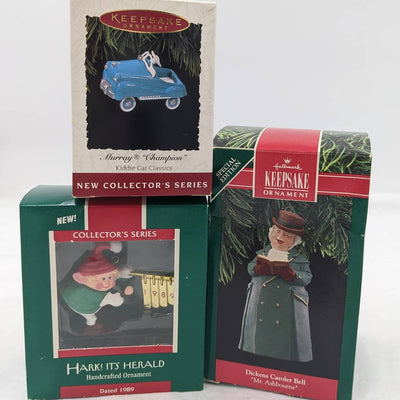 Hallmark Ornaments Vintage Hark! It's Herald, Murray Champion, Dickens With Box