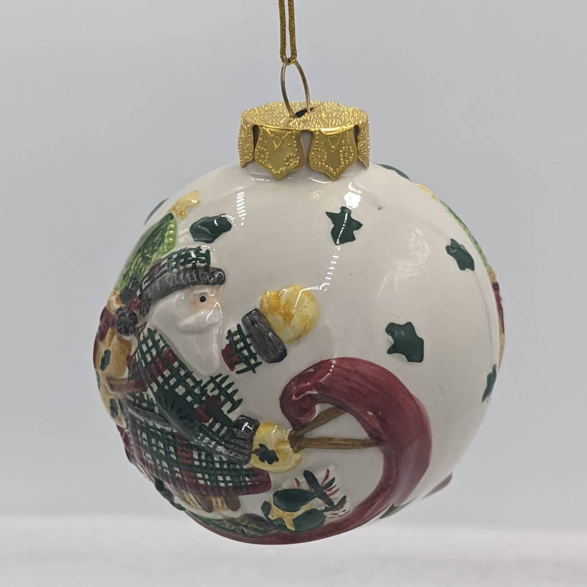 Vintage Christmas Ornaments Set of 4 Santa Sleigh, Santa Gifts, Angel, Xmas Tree