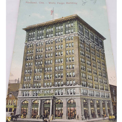 C1911 Portland Oregon Wells Fargo Building Antique Postcard