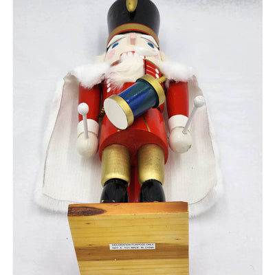 Nutcracker Christmas Drummer White Cape Vintage Wooden 13"