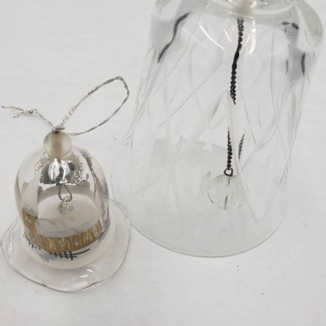 Set of 2 Bells Glass Bell and Ornament Winter Bell