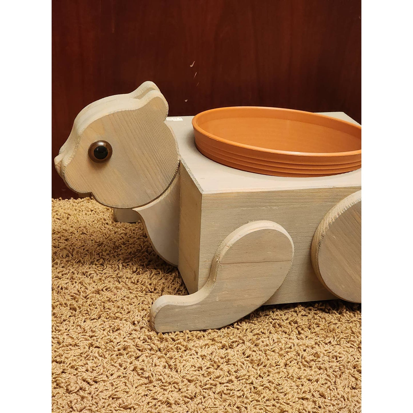 Squirrel Feeder Garden Planter Squirrel Shaped Wood Handcrafted 22" Long