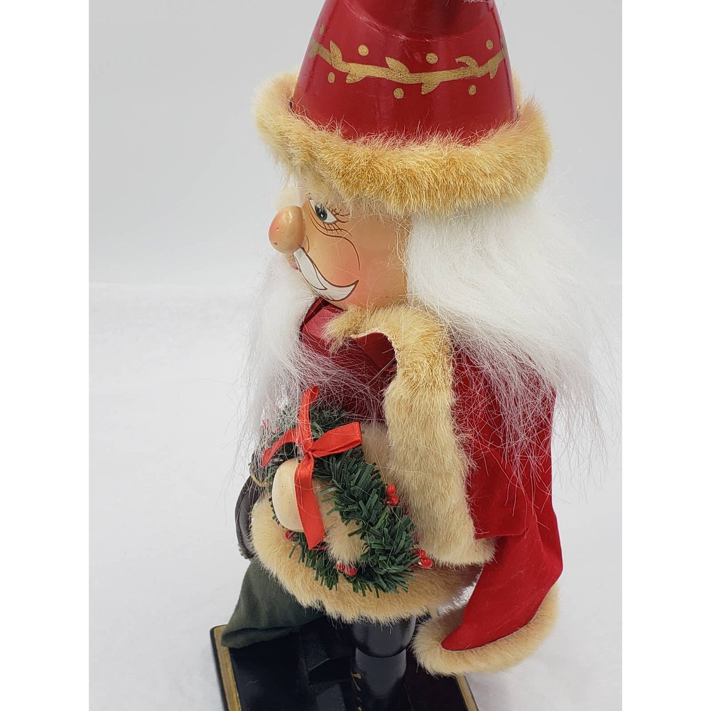 Nutcracker Santa Claus Red Cape Holding Toy Bag Size 14"