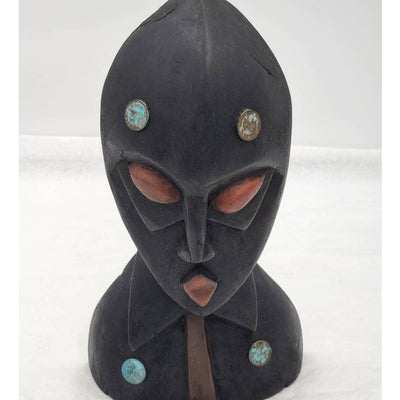 Vintage African Face Mask Tabletop Wooden Handcrafted Ghana West Africa 12.5"