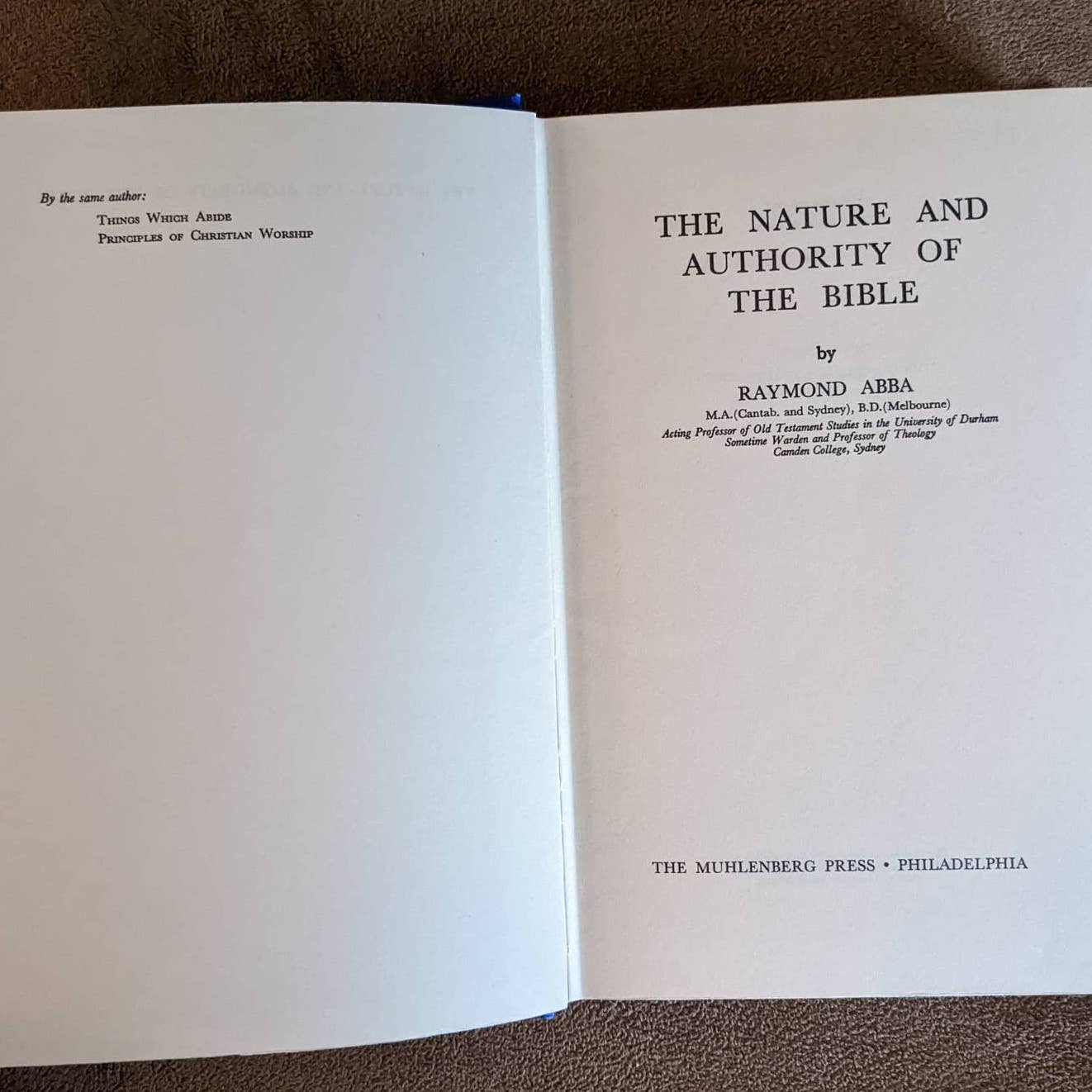 The Nature And Authority Of The Bible Vintage 1958 By Raymond Abba Christian