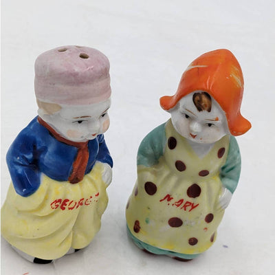 Vintage George And Mary Salt And Pepper Shaker Pair Set Adorable
