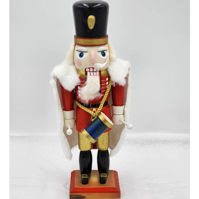 Nutcracker Christmas Drummer White Cape Vintage Wooden 13"