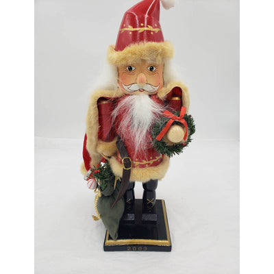 Nutcracker Santa Claus Red Cape Holding Toy Bag Size 14"