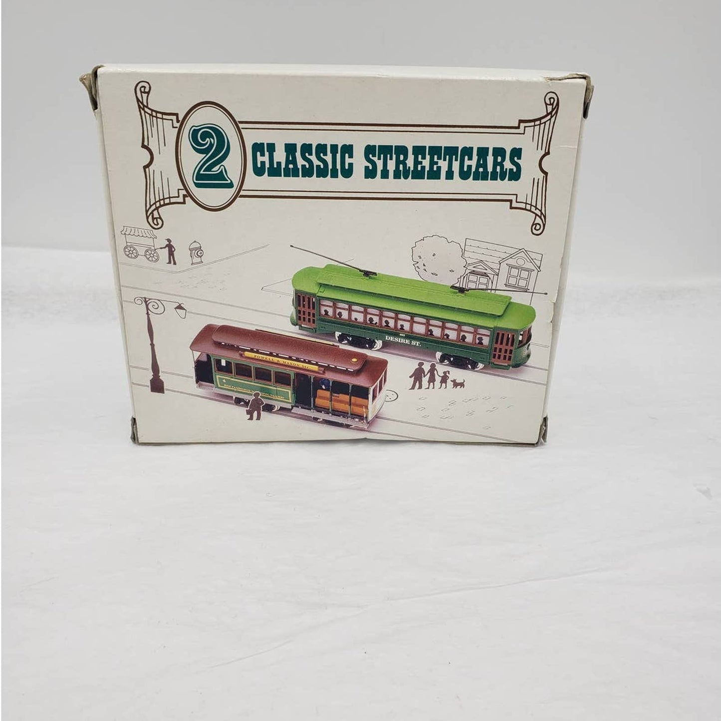 2 Classic Streetcars Trains Locomotives with Box