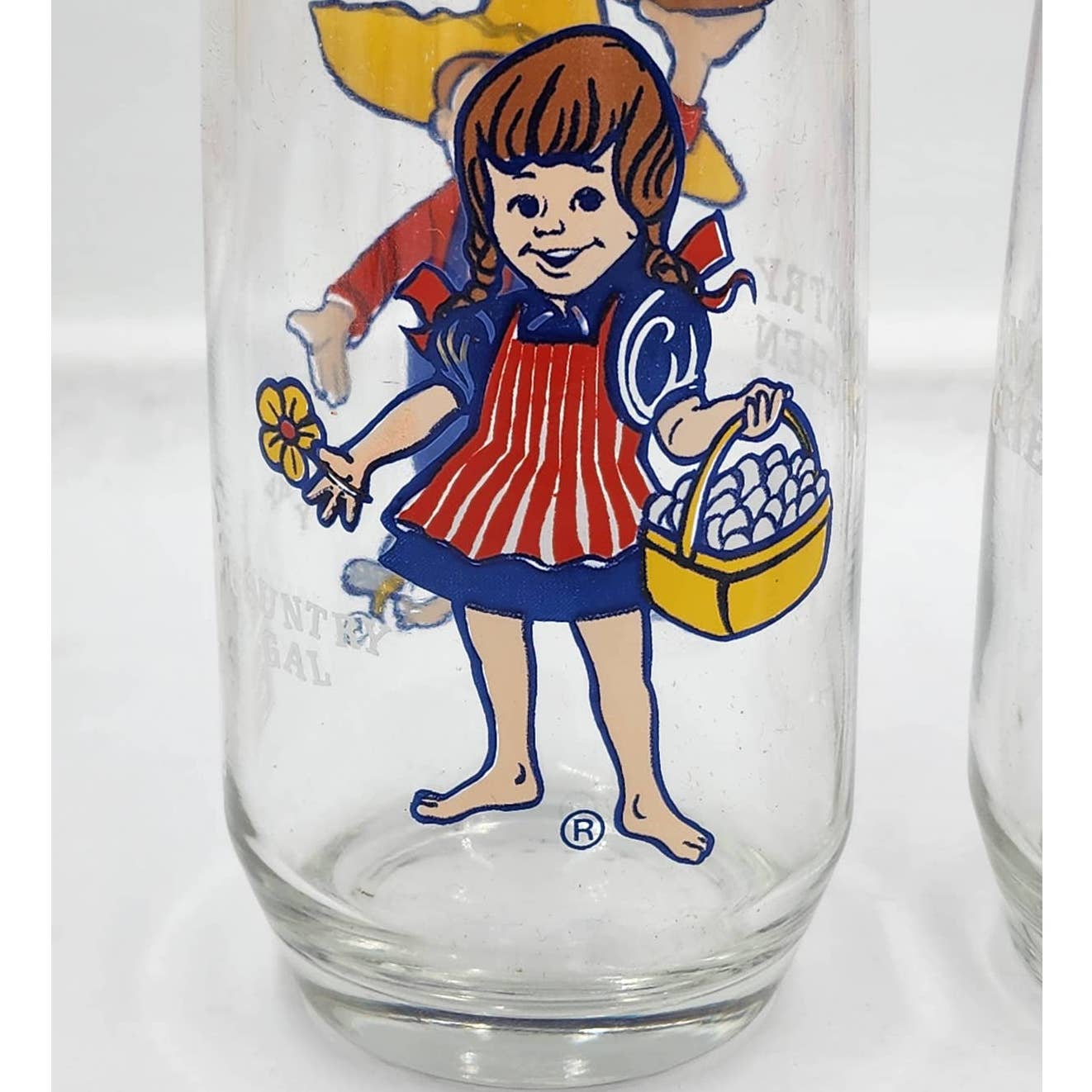 Pepsi Country Kitchen Country Gal & Boy Vintage Collector Drinking Glasses Set 4