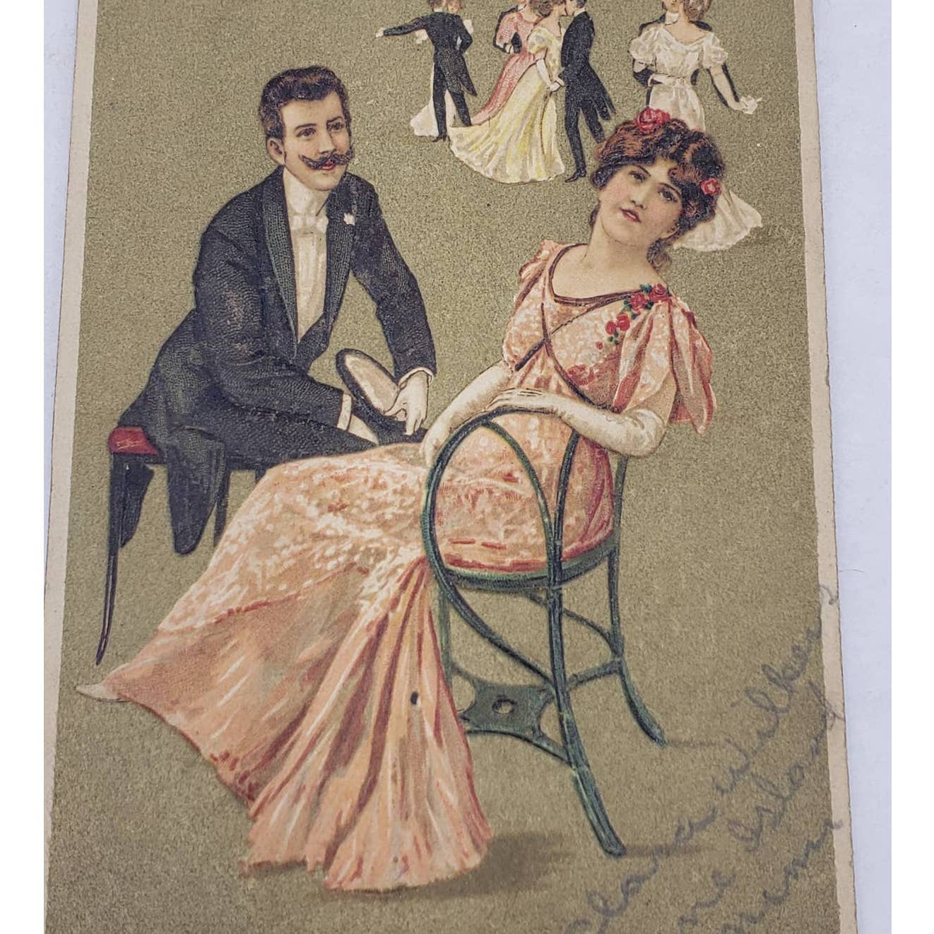 c1900s Dance Card Romantic Antique Postcard
